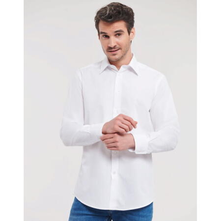 Russell Collection 924M Russell Collection Men's L/Sleeve Polycotton Shirt White