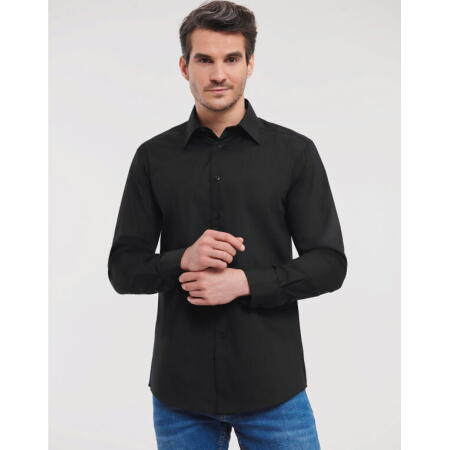 Russell Collection 924M Russell Collection Men's L/Sleeve Polycotton Shirt Black