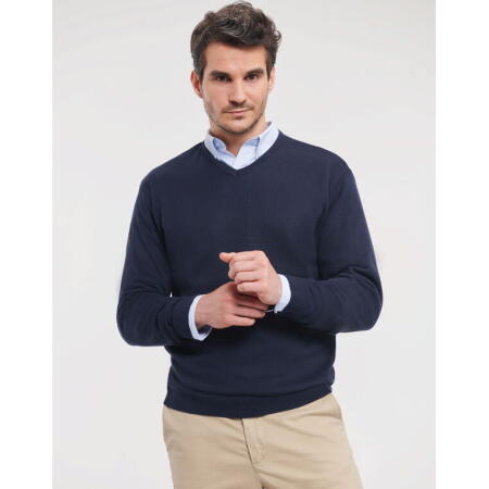 Russell Collection 710M Russell Collection Men's V-Neck Knitted Pullover French Navy