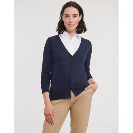 Russell Collection 715F Russell Collection Ladies' V-Neck Knitted Cardigan French Navy