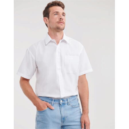 Russell Collection 935M Russell Collection Men's S/Sleeve Polycotton Shirt White