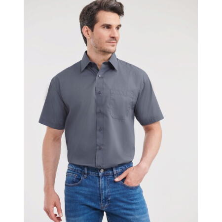 Russell Collection 935M Russell Collection Men's S/Sleeve Polycotton Shirt Convoy Grey