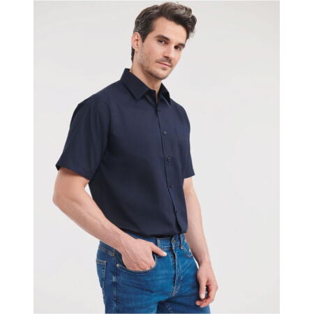 Russell Collection 935M Russell Collection Men's S/Sleeve Polycotton Shirt French Navy