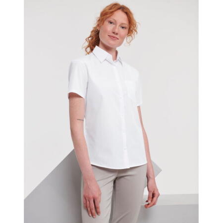 Russell Collection 935F Russell Collection Ladies' S/Sleeve Polycotton Shirt White