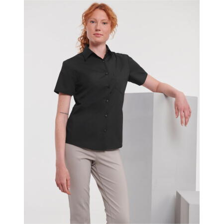 Russell Collection 935F Russell Collection Ladies' S/Sleeve Polycotton Shirt Black
