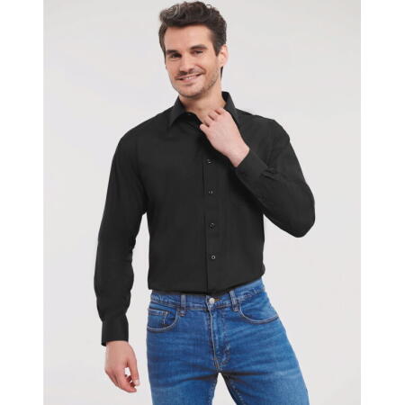 Russell Collection 934M Russell Collection Men's L/Sleeve Polycotton Shirt Black