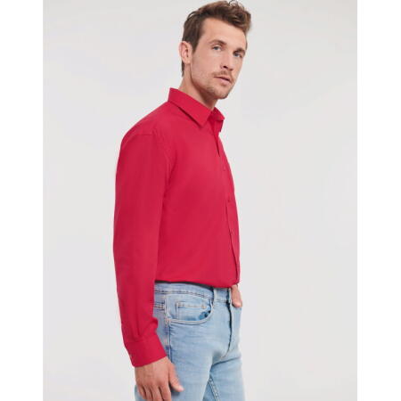 Russell Collection 934M Russell Collection Men's L/Sleeve Polycotton Shirt Classic Red