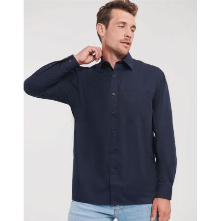 Russell Collection 934M Russell Collection Men's L/Sleeve Polycotton Shirt French Navy