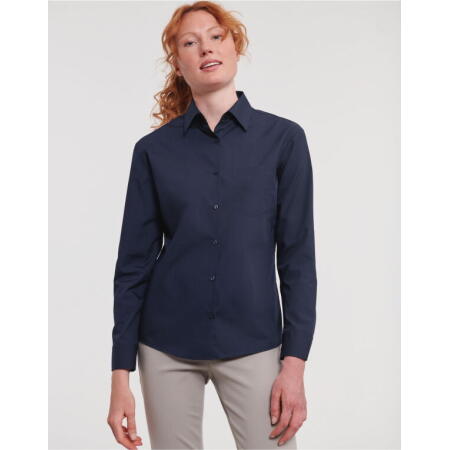 Russell Collection 934F Russell Collection Ladies' L/Sleeve Polycotton Shirt French Navy