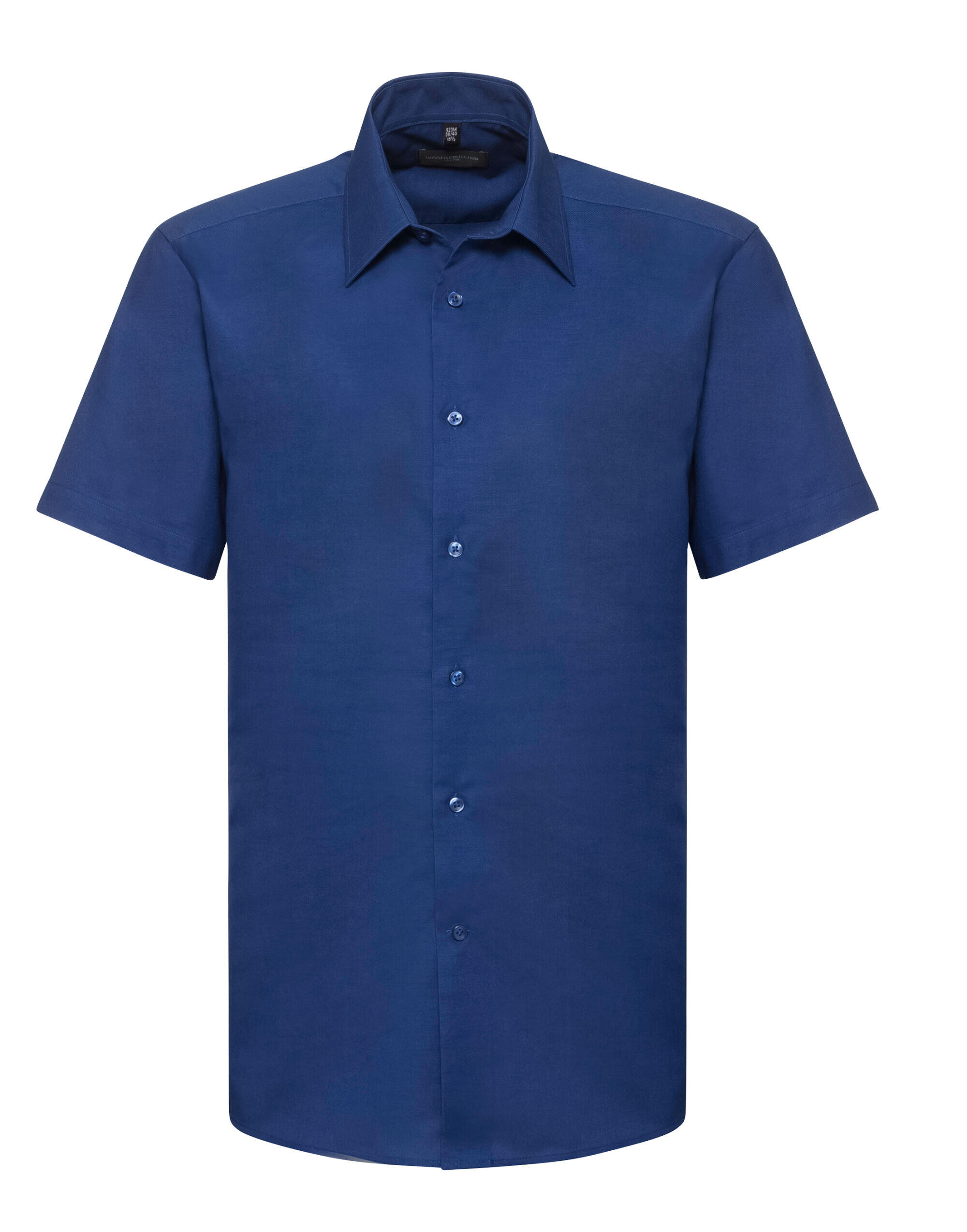 Russell Collection Bright Royal Men's Short Sleeve Tailored Oxford Shirt