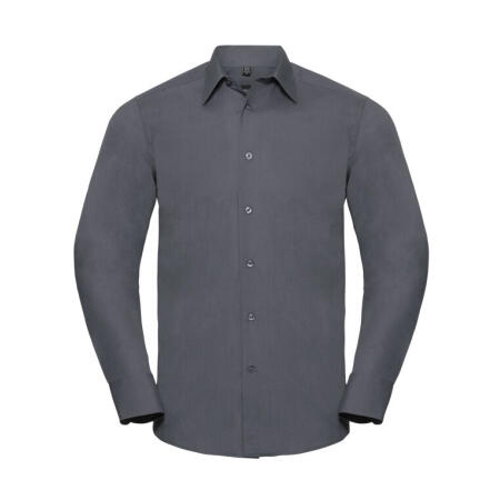 Russell Collection 924M Russell Collection Men's L/Sleeve Polycotton Shirt Convoy Grey
