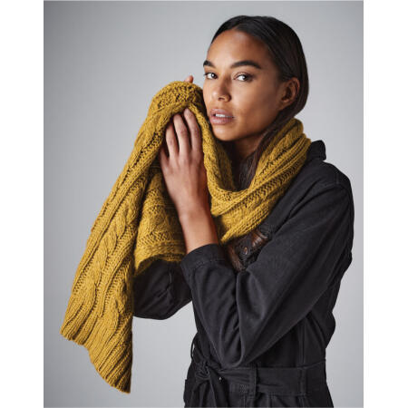 Beechfield B499 Cable Knit Melange Scarf Light Grey