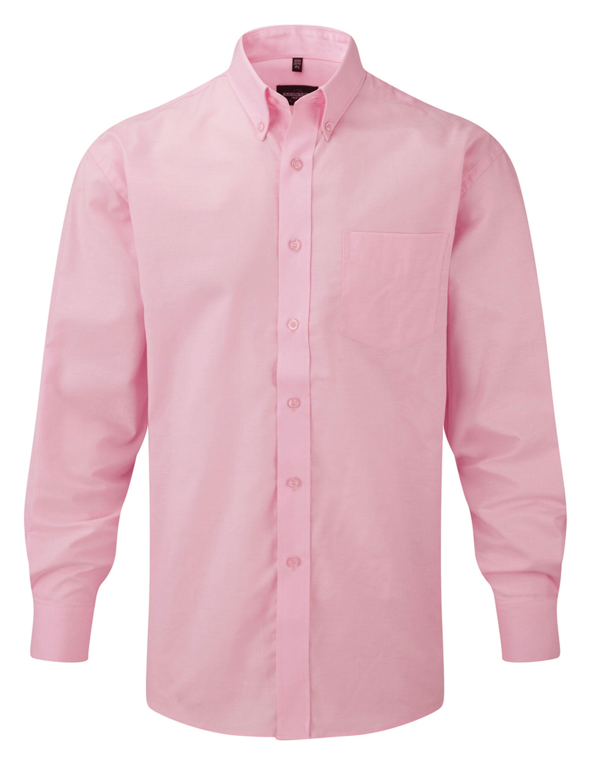 Russell Collection Classic Pink Men's Long Sleeve Classic Oxford Shirt