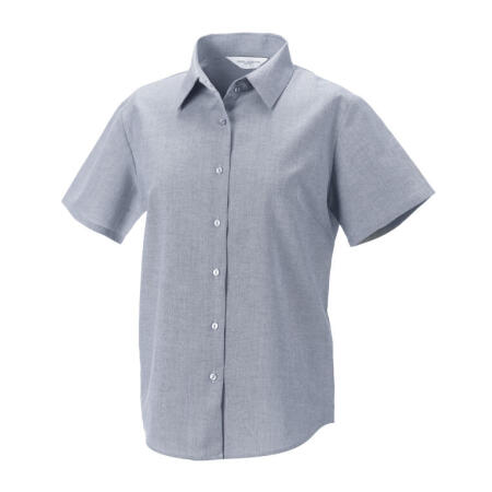 Russell Collection 933F Russell Collection Ladies' S/Sleeve Oxford Shirt Silver Grey