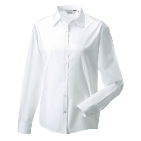 Russell Collection 934F Russell Collection Ladies' L/Sleeve Polycotton Shirt White