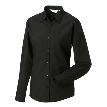 Russell Collection 934F Russell Collection Ladies' L/Sleeve Polycotton Shirt Black