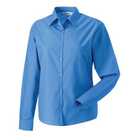 Russell Collection 934F Russell Collection Ladies' L/Sleeve Polycotton Shirt Corporate Blue