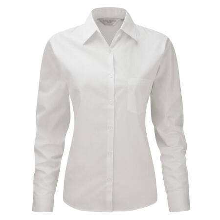 Russell Collection 936F Russell Collection Ladies' L/Sleeve Poplin Shirt White