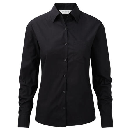 Russell Collection 936F Russell Collection Ladies' L/Sleeve Poplin Shirt Black