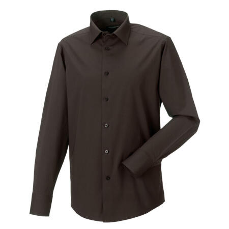 Russell Collection 946M Russell Collection Men's L/Sleeve Fitted Stretch Shirt Chocolate