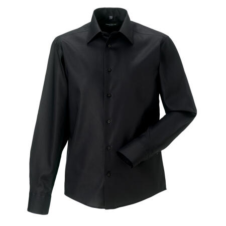 Russell Collection Black Men's Long Sleeve Tailored Ultimate Non-Iron Shirt