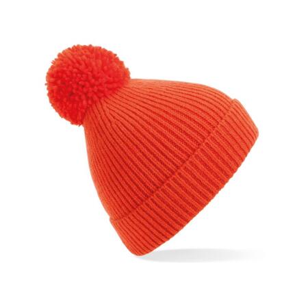 Graphite Engineered Knit Ribbed Pom Pom Beanie