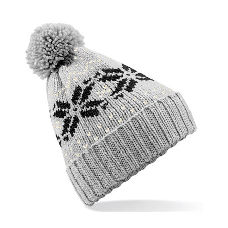 Beechfield Light Grey/Black/Off White Fair Isle Snowstar® Beanie