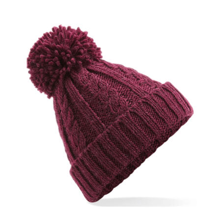 Beechfield B480 Cable Knit Melange Beanie Burgundy