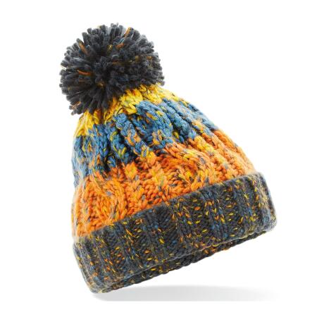 Beechfield B486B Junior Corkscrew Pom Pom Beanie Retro Blues