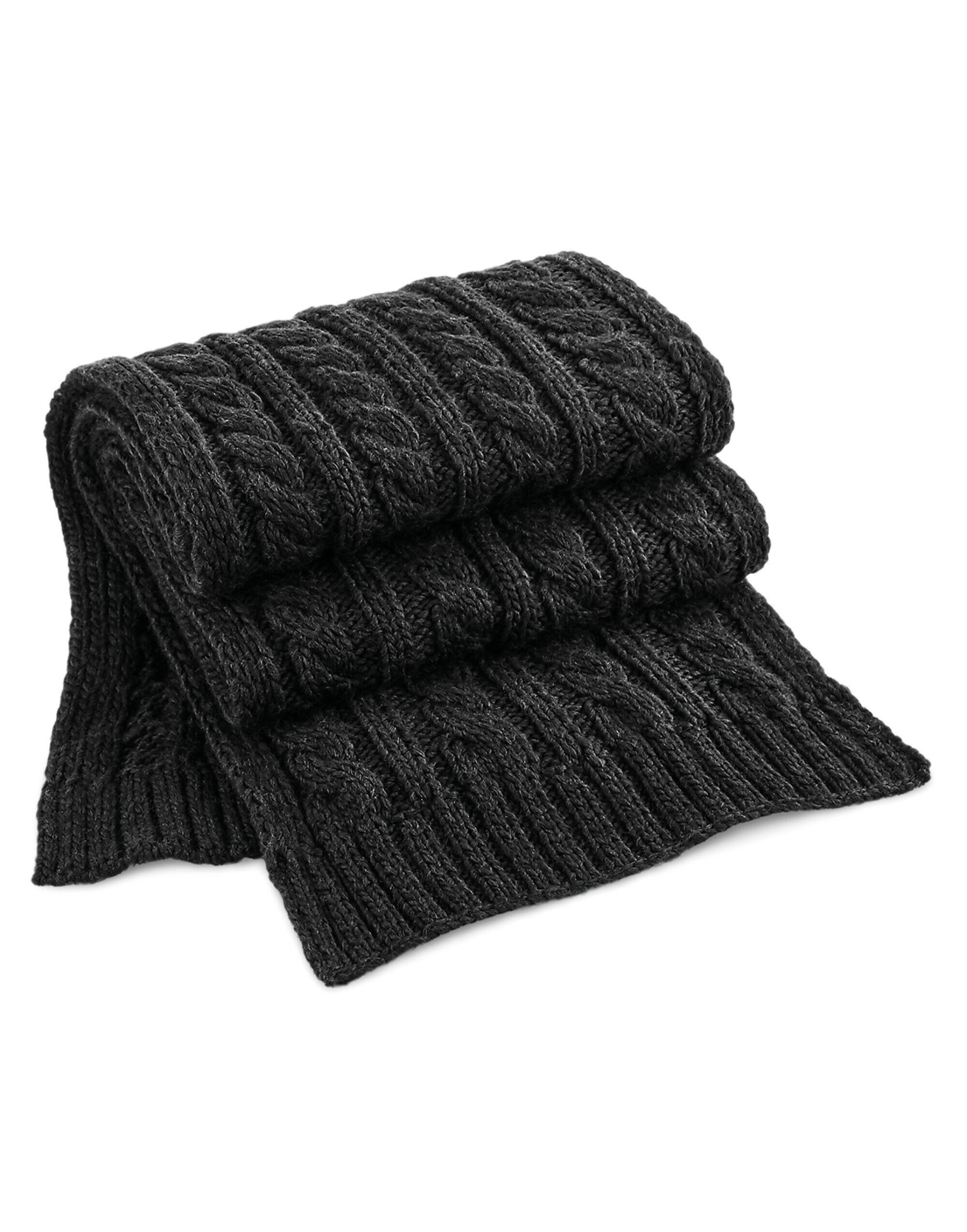 Beechfield B499 Cable Knit Melange Scarf Black