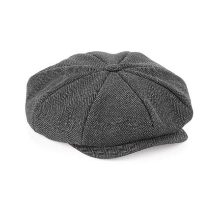 Beechfield B628 Beechfield  Heritage Baker Boy Cap Charcoal Herringbone