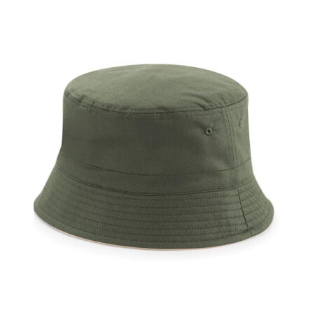 Beechfield B686 Beechfield  Reversible Bucket Hat Olive/Stone