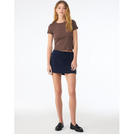 Bella BE1010 Bella Women's Micro Rib Baby Tee Solid Cocoa Blend