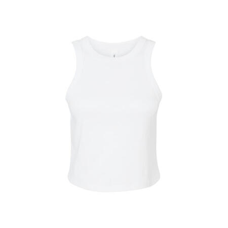 Bella BE1019 Bella Women's Micro Rib Racer Tank Solid White Blend