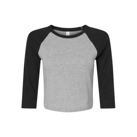 Bella BE1200 Bella Women's Micro Rib 3/4 Raglan Tee Athletic Heather/Black