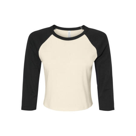 Bella BE1200 Bella Women's Micro Rib 3/4 Raglan Tee Natural/Black