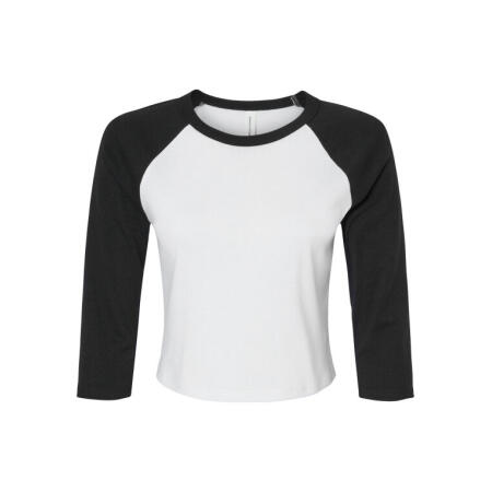 Bella BE1200 Bella Women's Micro Rib 3/4 Raglan Tee White/Black