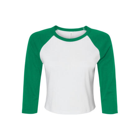 Bella BE1200 Bella Women's Micro Rib 3/4 Raglan Tee White/Kelly