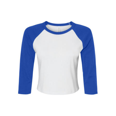 Bella BE1200 Bella Women's Micro Rib 3/4 Raglan Tee White/True Royal