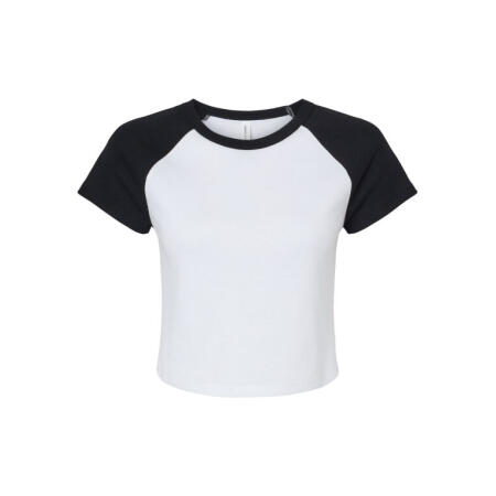 Bella BE1201 Bella Women's Micro Rib Raglan Baby Tee White/Black