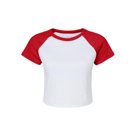 Bella BE1201 Bella Women's Micro Rib Raglan Baby Tee White/Red