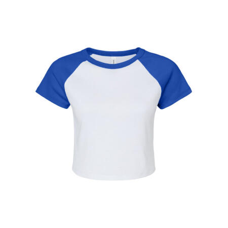 Bella BE1201 Bella Women's Micro Rib Raglan Baby Tee White/True Royal