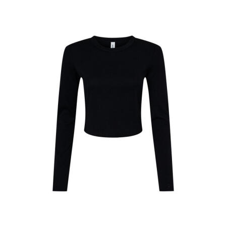 Bella BE1501 Bella Women's Micro Rib Long Sleeve Tee Solid Black Blend