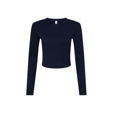 Bella BE1501 Bella Women's Micro Rib Long Sleeve Tee Solid Navy Blend