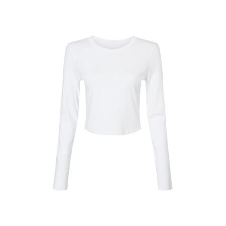 Bella BE1501 Bella Women's Micro Rib Long Sleeve Tee Solid White Blend