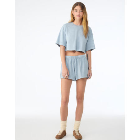 Bella BE6882GD Bella Women's Heavyweight Washed Cropped Tee Light Washed Denim