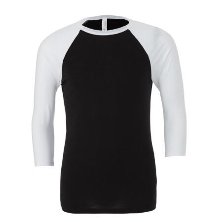 Bella CA3200 Bella Canvas Unisex 3/4 Sleeve Baseball Tee Black/White