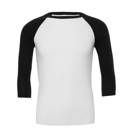 Bella CA3200 Bella Canvas Unisex 3/4 Sleeve Baseball Tee White/Black
