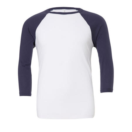Bella CA3200 Bella Canvas Unisex 3/4 Sleeve Baseball Tee White/Navy