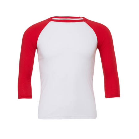 Bella CA3200 Bella Canvas Unisex 3/4 Sleeve Baseball Tee White/Red